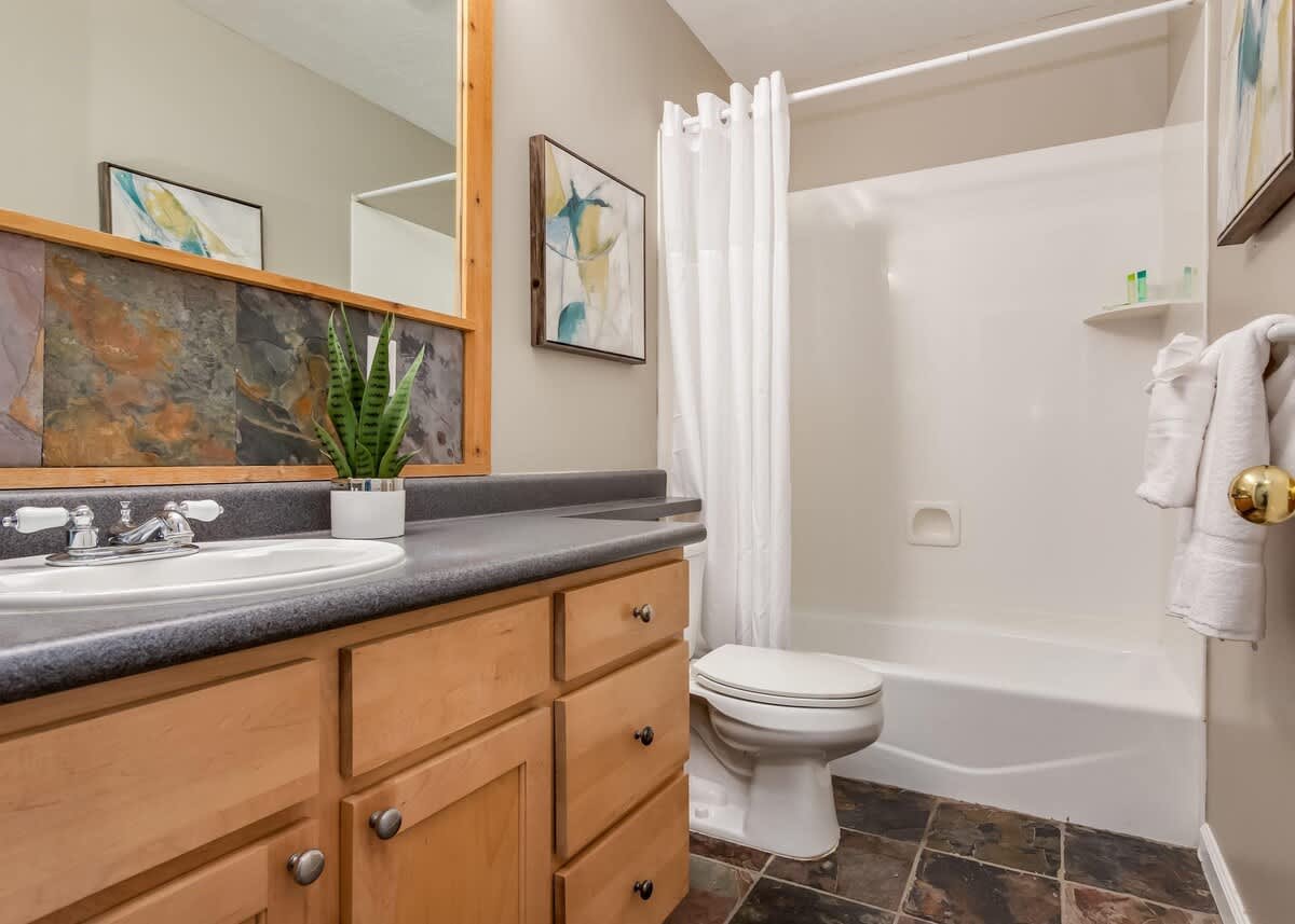 Hall bathroom with tub/shower