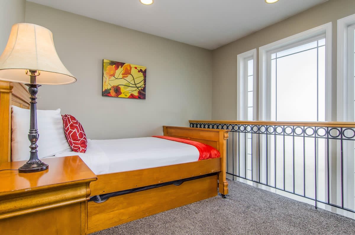 Loft sleeping are upstairs in Union Cove home