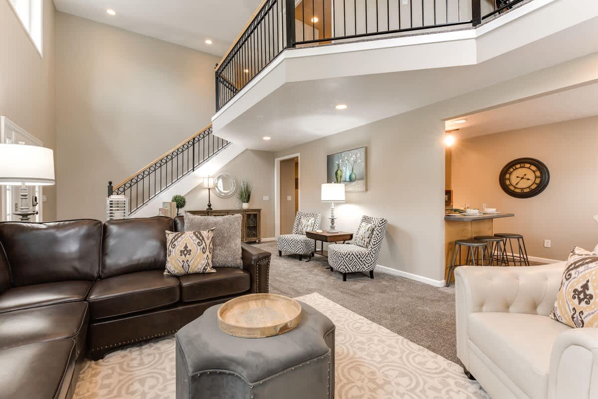 Family room in Union Woods home