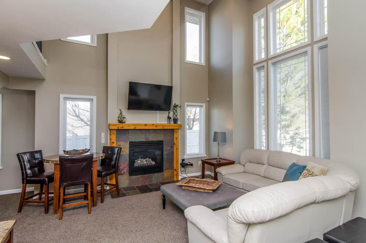 Family room in Union Cove home