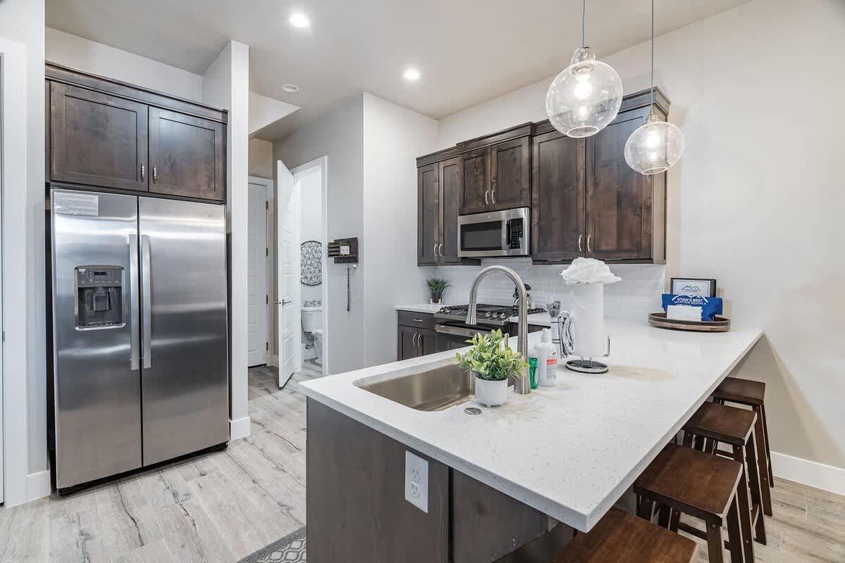 Gorgeous modern kitchen with bar seating for 4