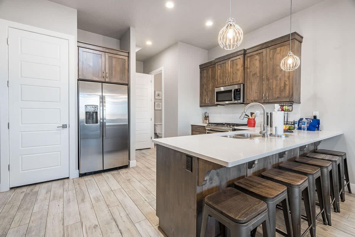 Kitchen with bar seating for 6