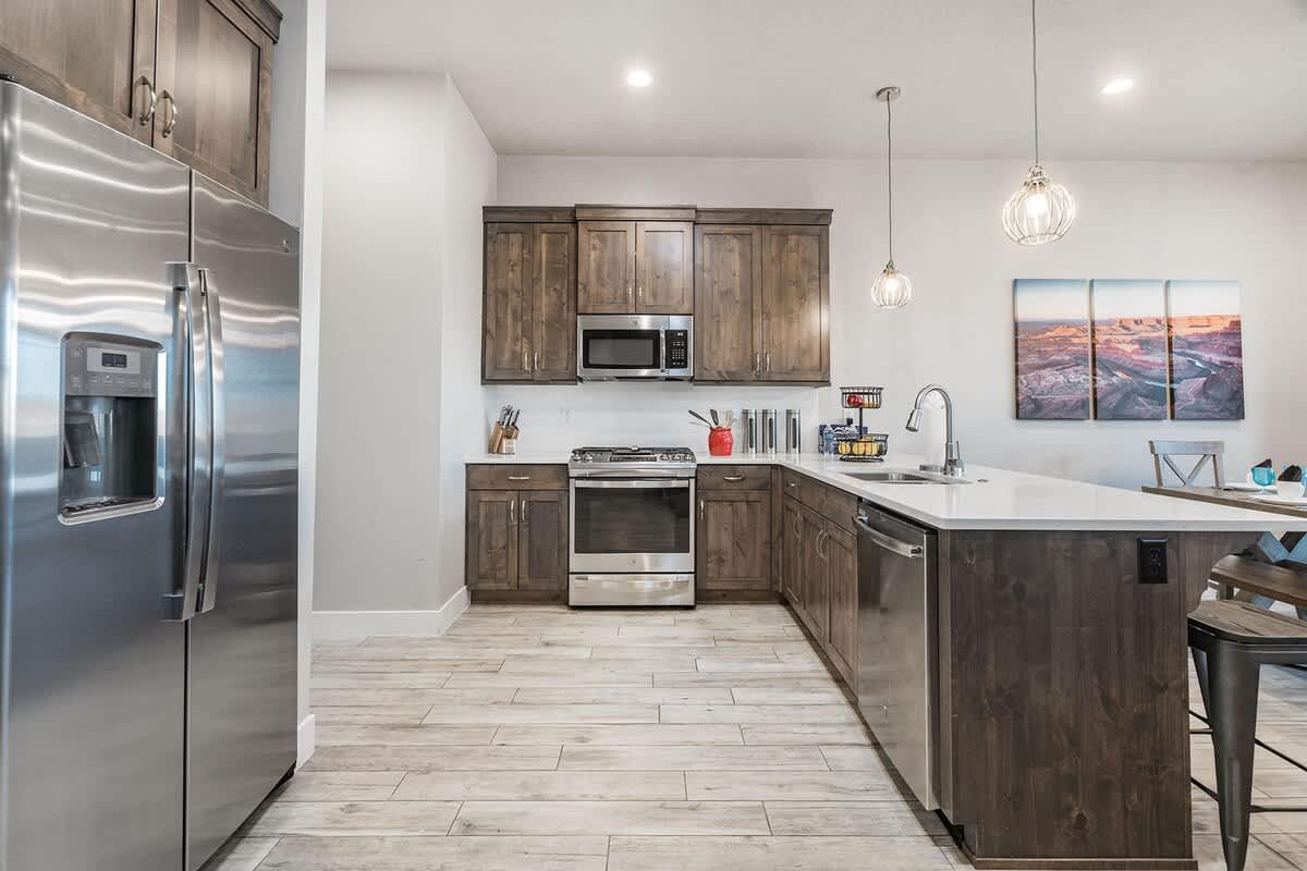 Kitchen with stainless steel appliances