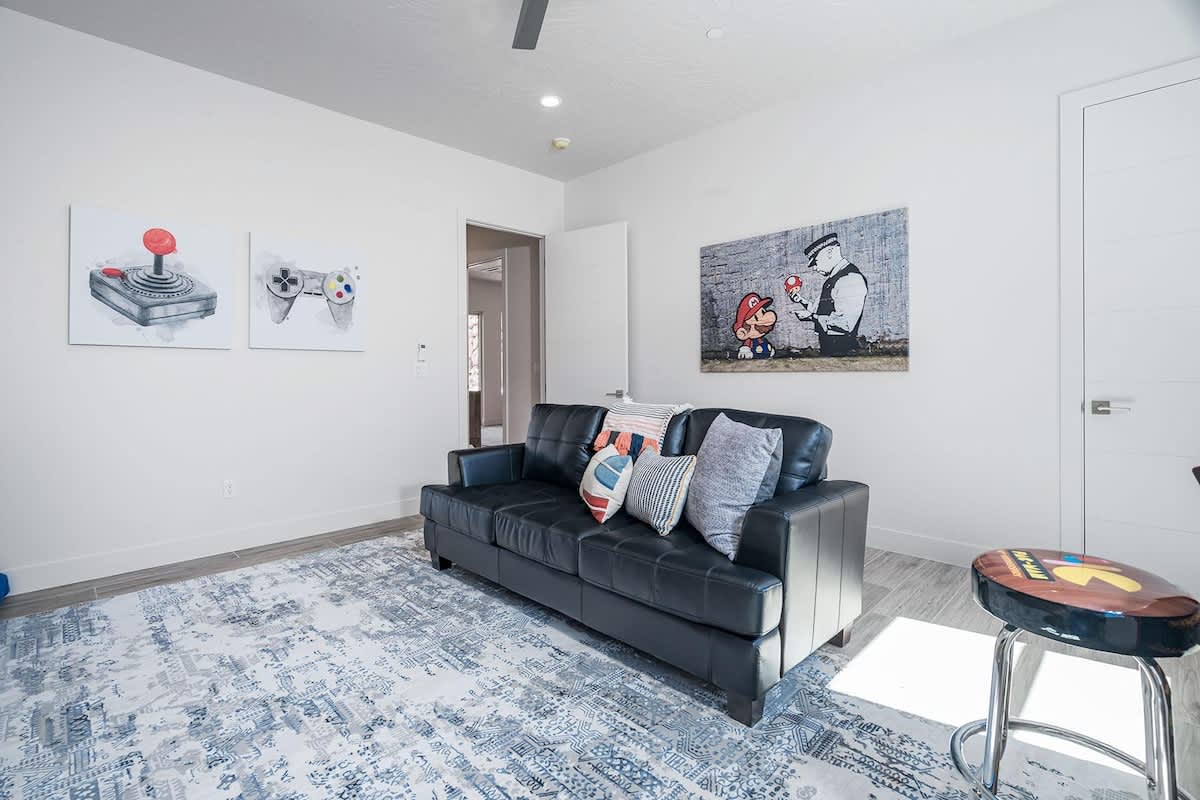 Entertainment room with Nintendo theme