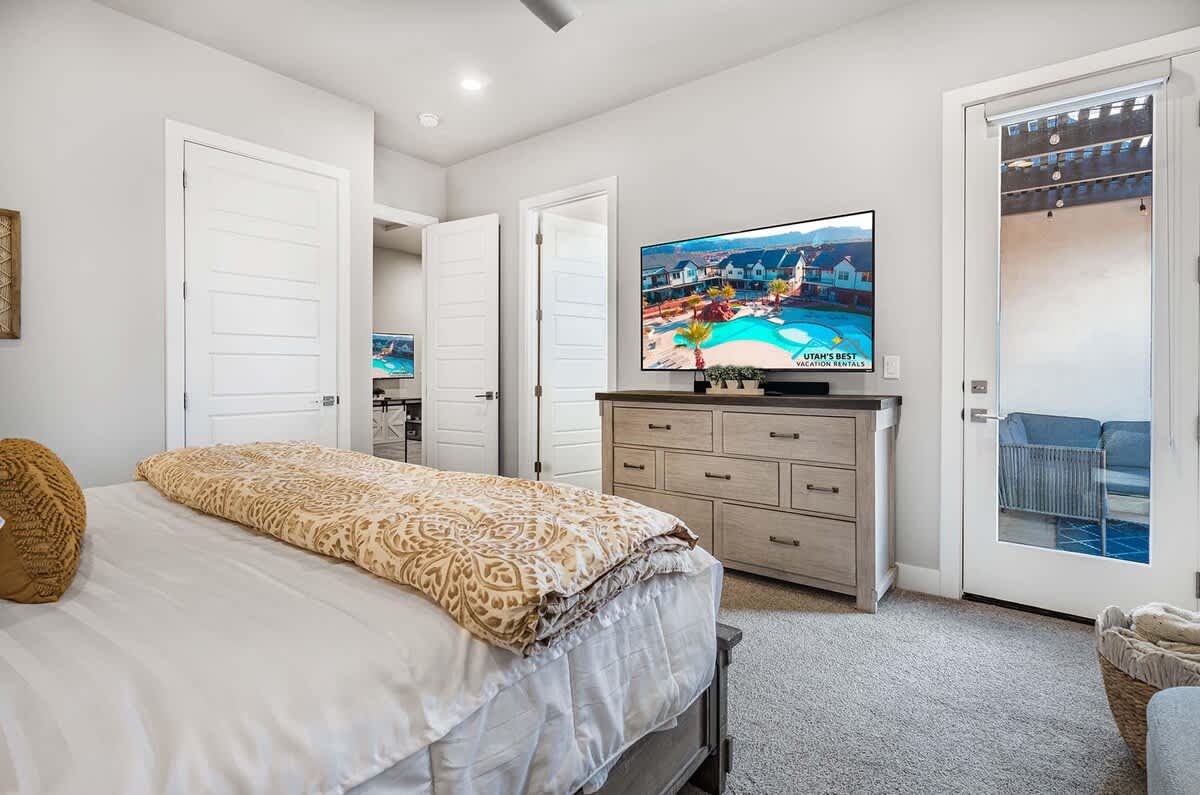 House #66 master bedroom with private balcony access