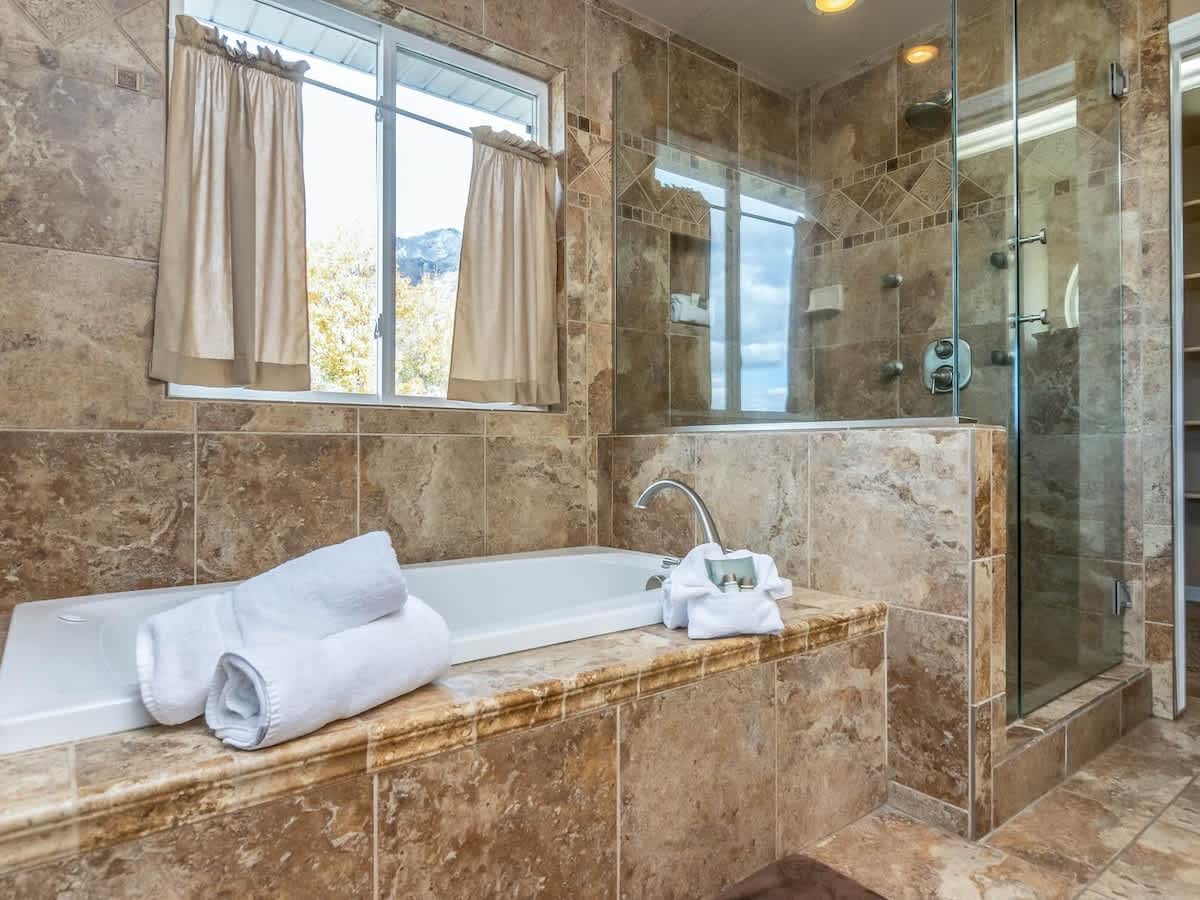 tub and walk-in shower