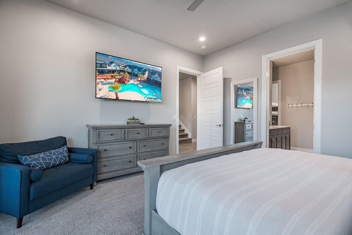 61 - Master Bedroom with king bed and TV