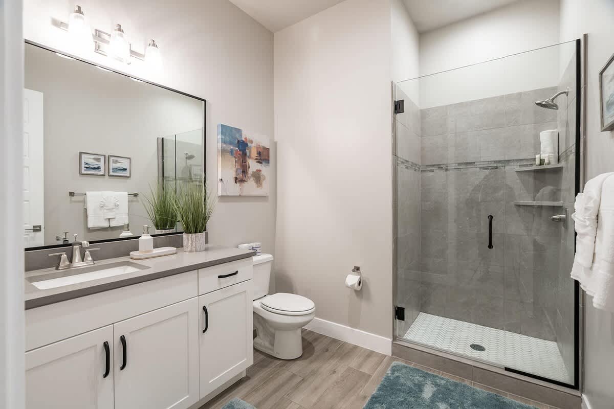 30 - Bathroom in bedroom 2 with nice stone shower and sink