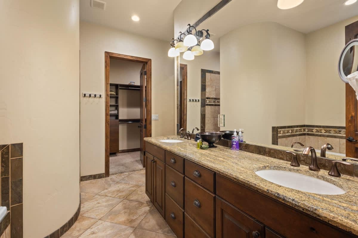 Bathroom with dual vanity sink