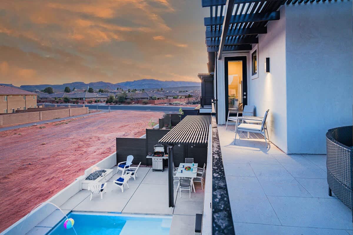 #52 - Pool view from uppe balcony and door to 2nd master bedroom