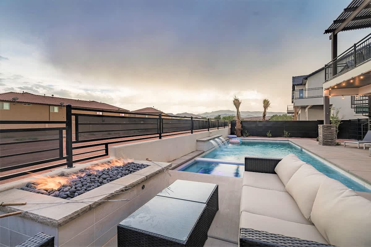 #53 - Poolside fire pit conversation area with comfortable seati