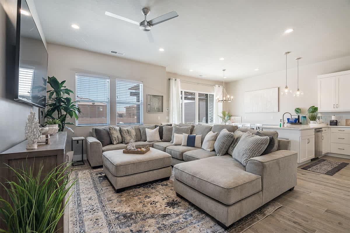 #52 - Gorgeous designed family room with enlarged sectional sofa