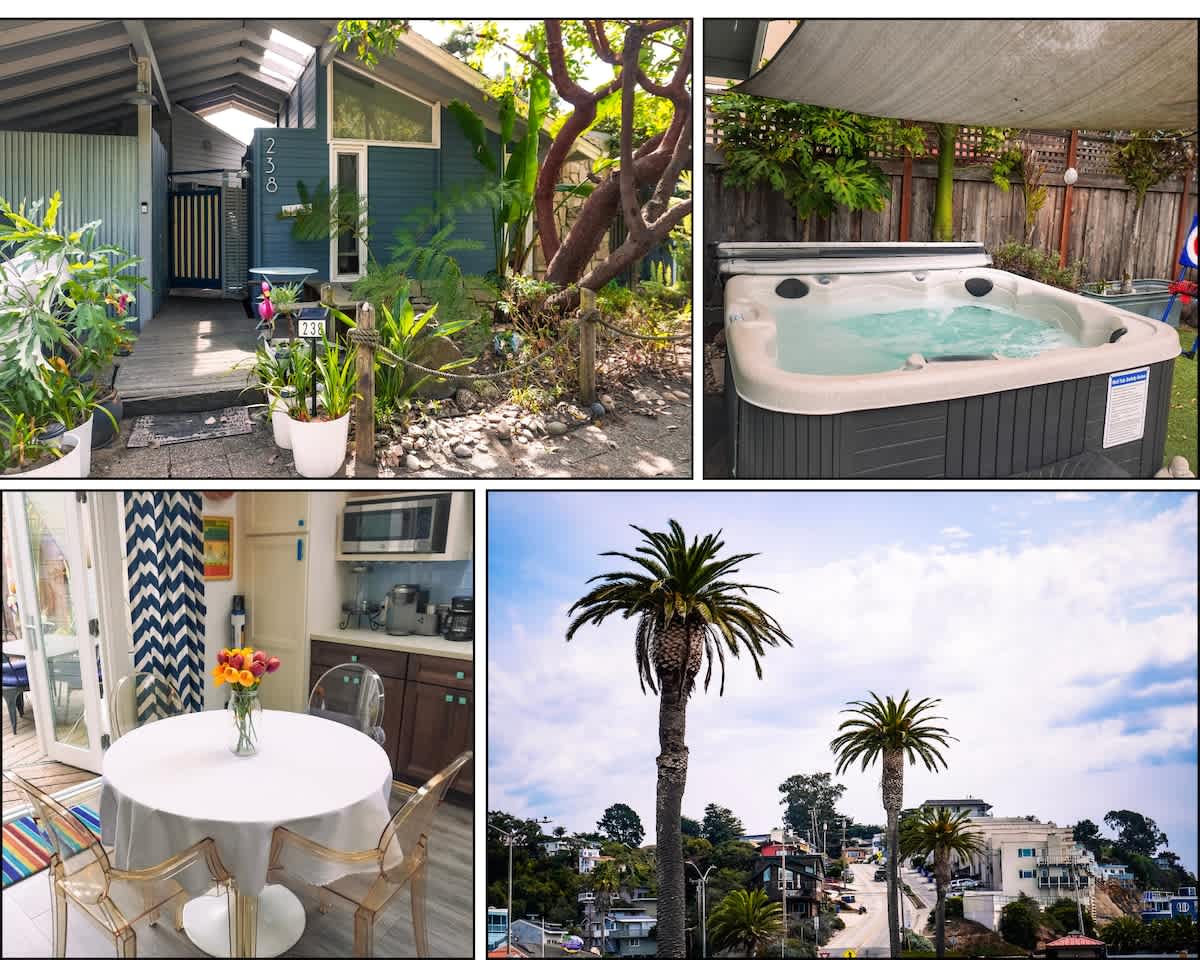 Private retreat with lush entry, relaxing hot tub, stylish dining, and palm-lined views. Perfect for family fun, couples’ getaways, or business travelers seeking comfort