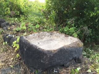Lava rock basin. They would carve out lava rocks to wash clothes. This is very old and rustic. They are called Pia's in Portuguese.
