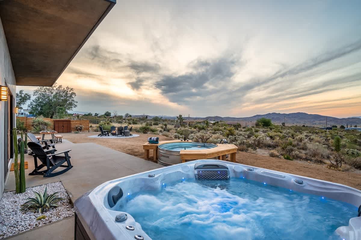 Relax in the 6 person hot tub year round on those chilly desert nights 