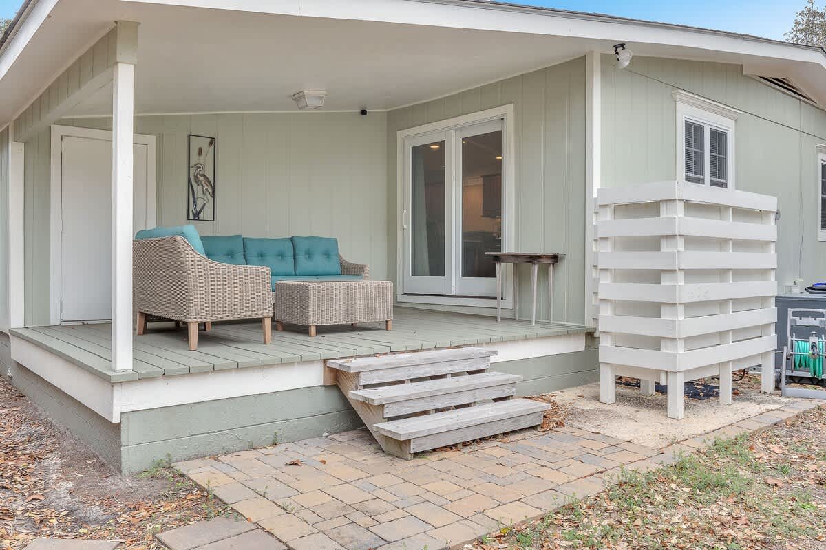 Outdoor shower and foot wash to clean up after a day at the beach!