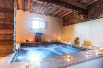 Water flowing into an indoor jacuzzi