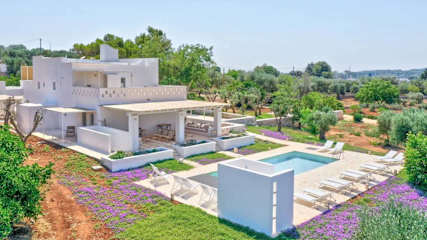 Swimming pool with a villa
