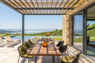 Outdoor table on a covered terrace