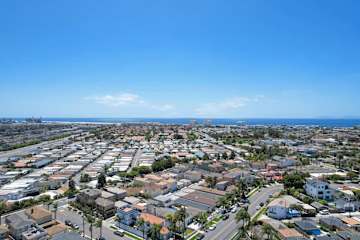 Skyscape View of City and Ocean.
