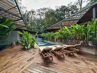 Patio caribeño | Villa de lujo en la selva con piscina