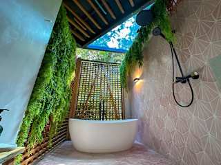 Patio caribeño | Villa de lujo en la selva con piscina