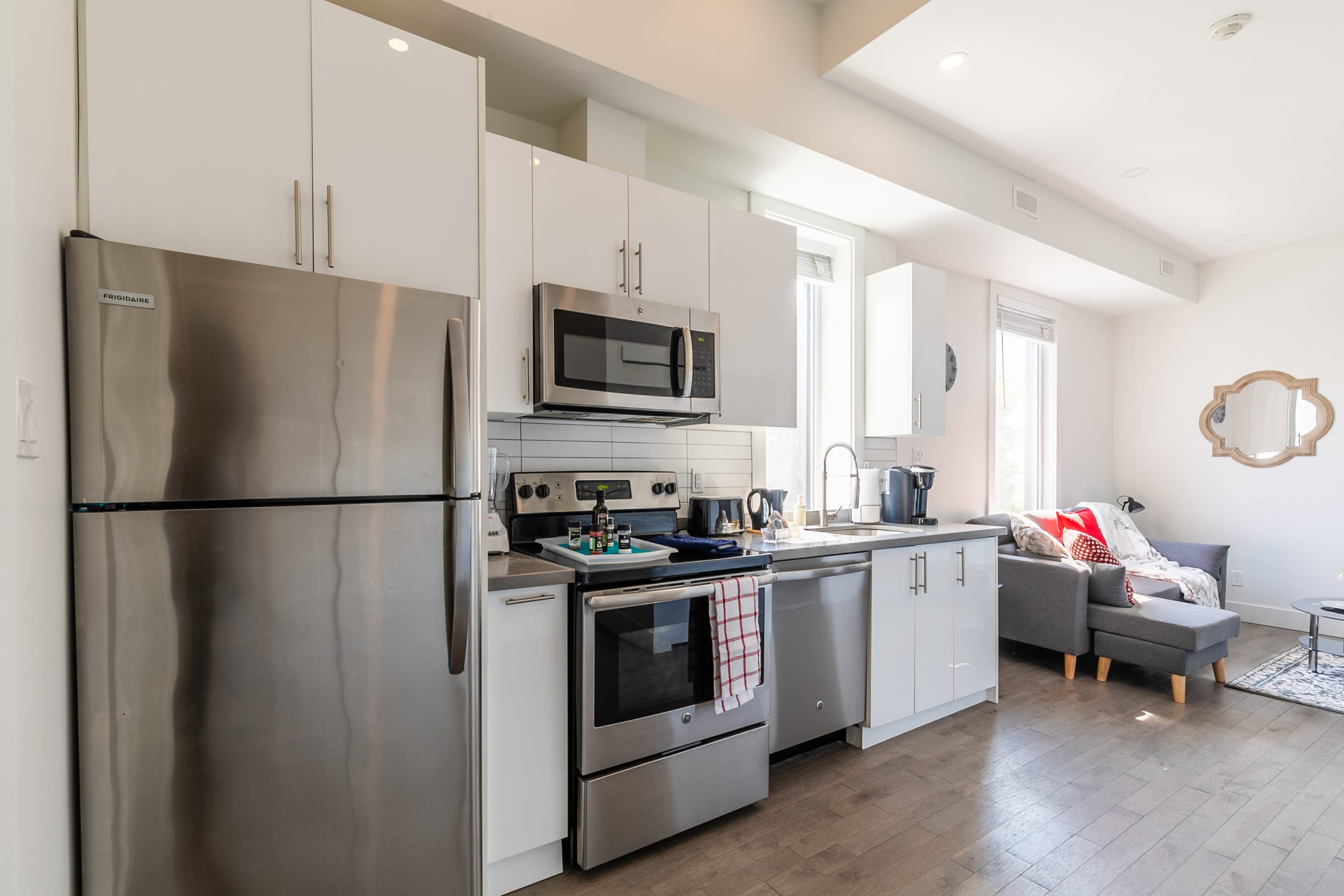 Fully Equipped Kitchen with Silver Appliances