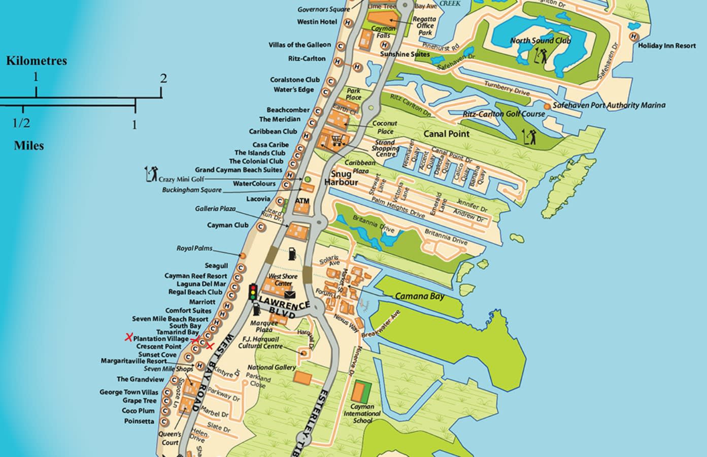 Seven Mile Beach Map