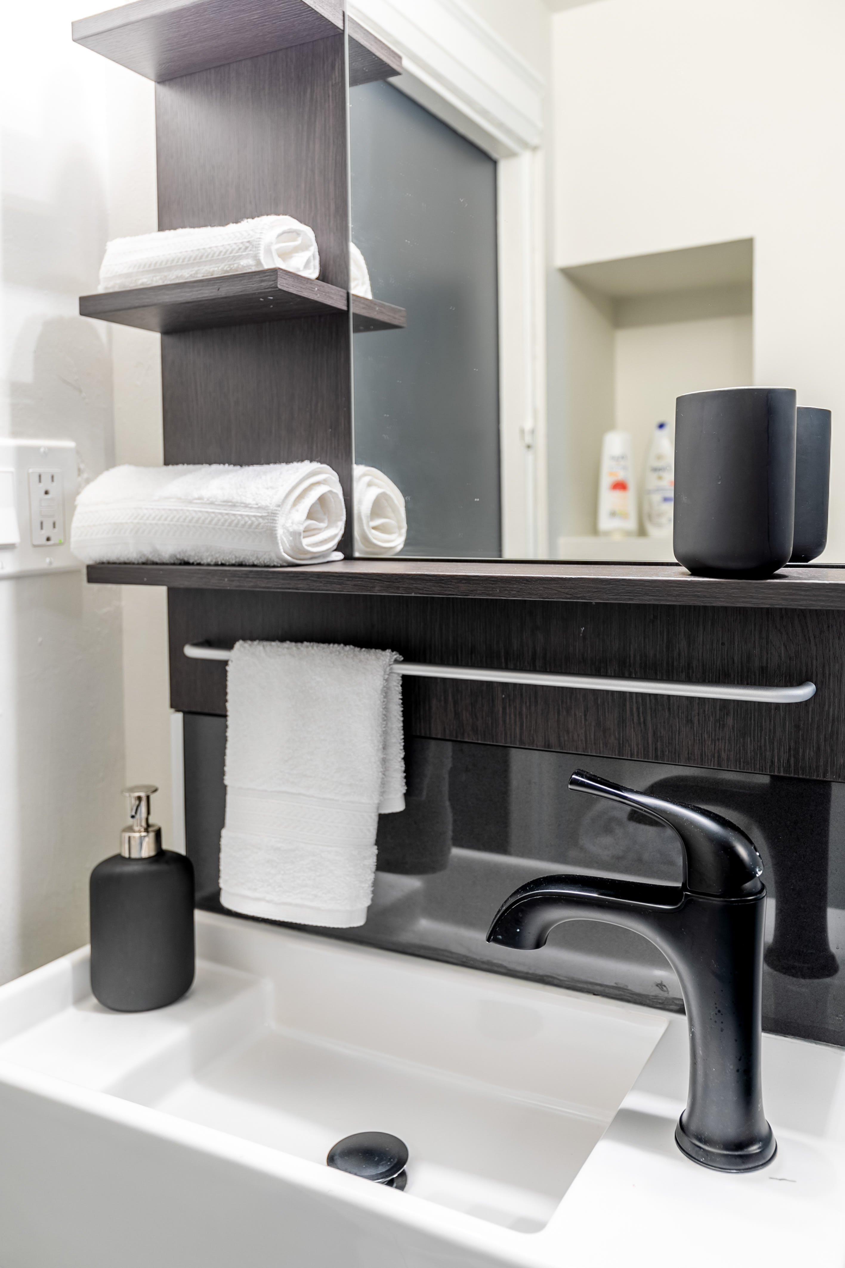 Modern Bathroom With Glass-Enclosed Walk-In Shower