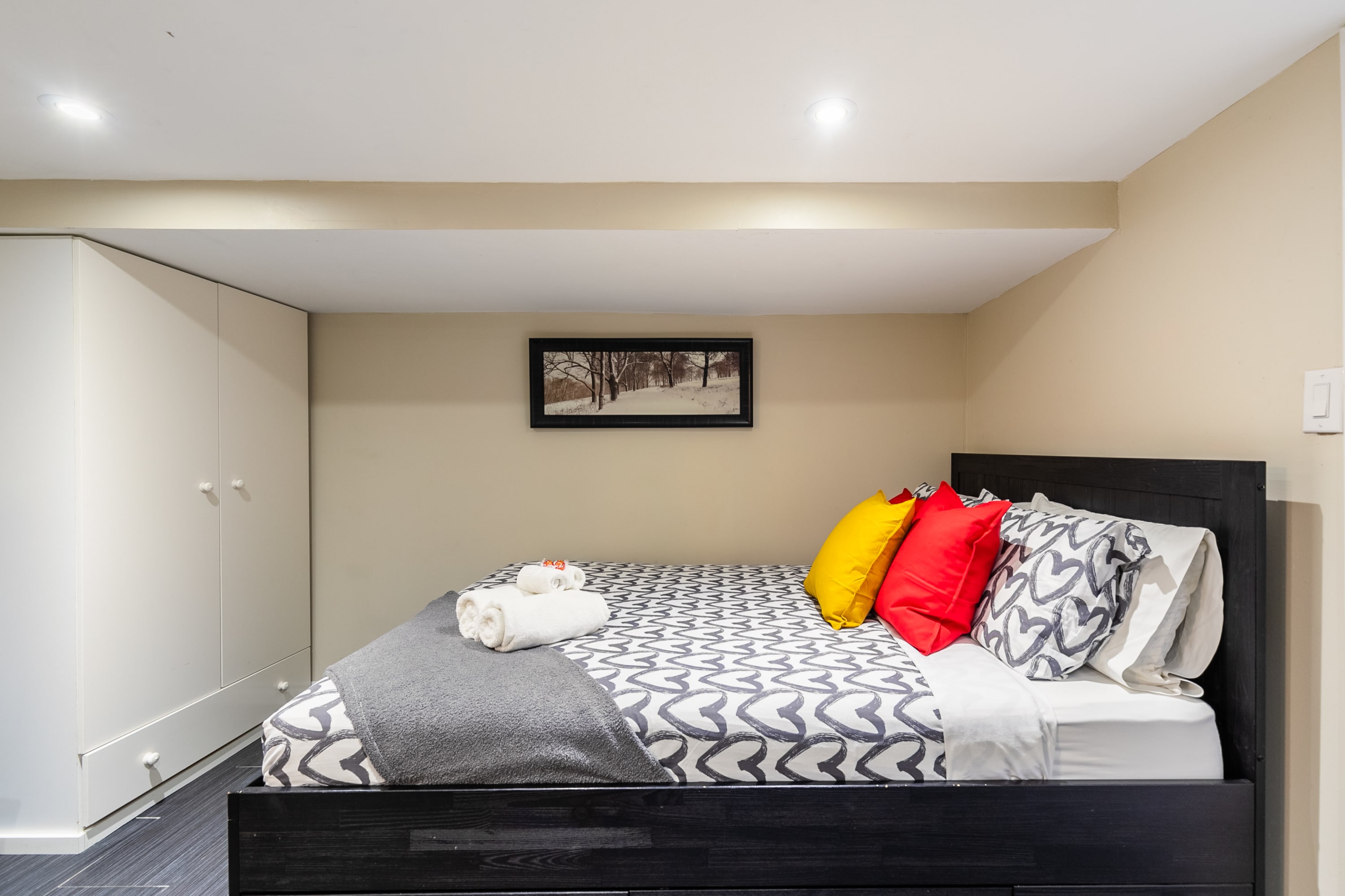 Queen Bed with Cupboard Space