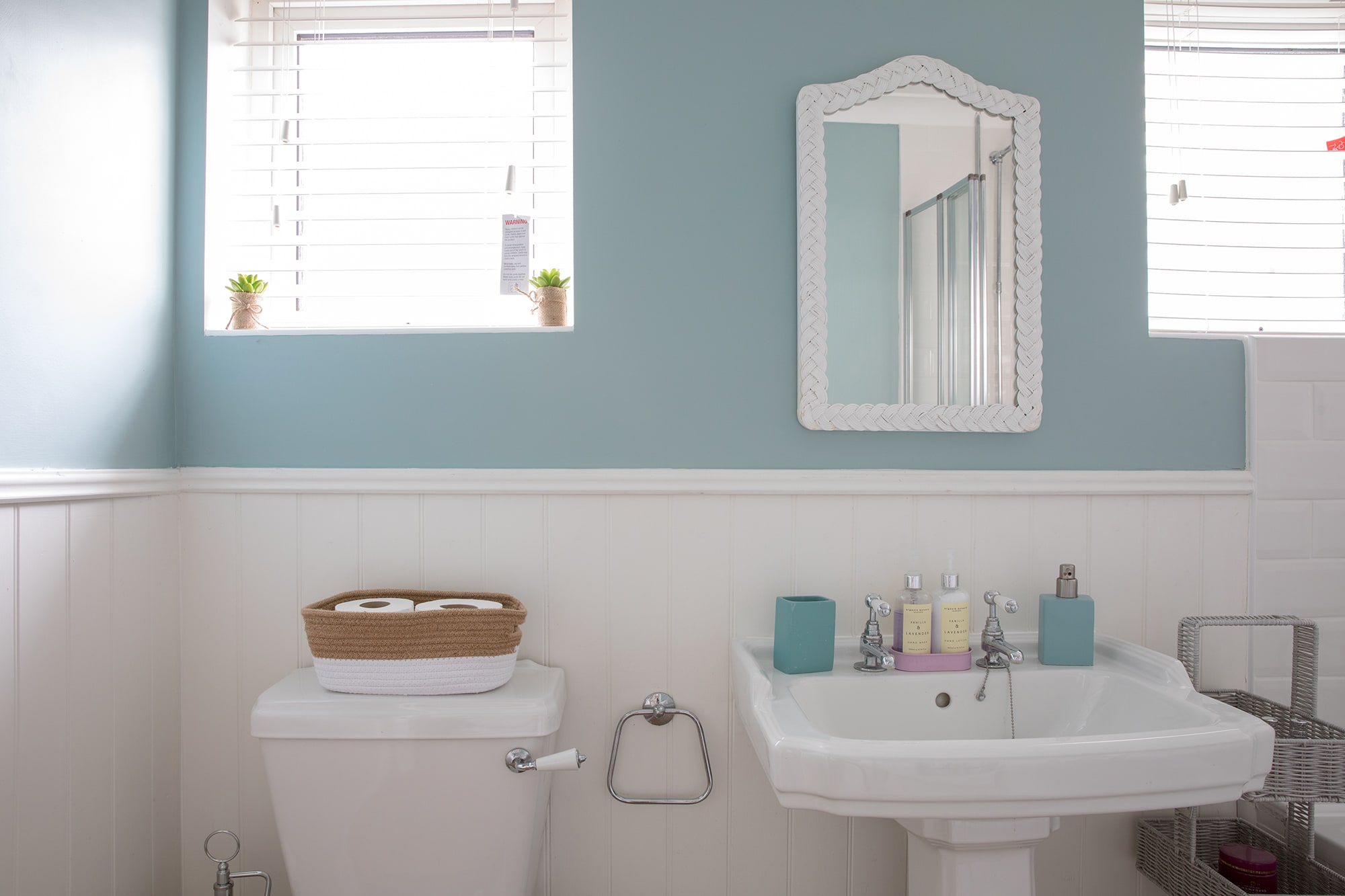 All three bathrooms are stocked with all essential toiletries.