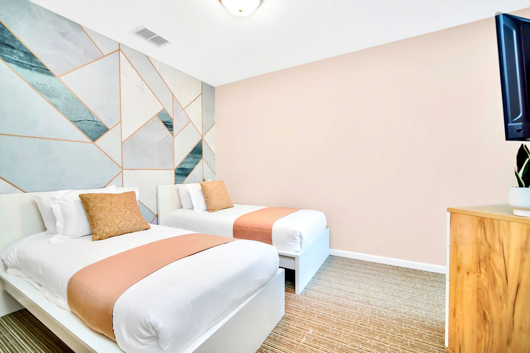 Twin Bedroom with Smart TV