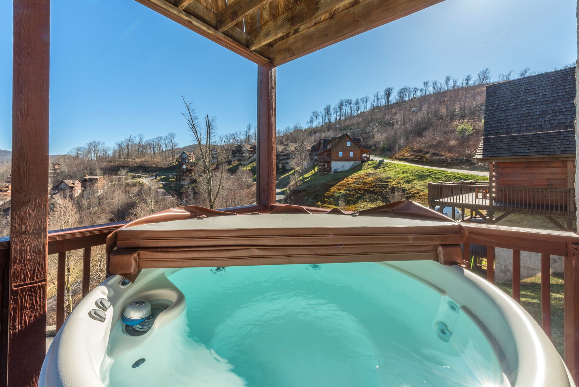 Take a soak in the hot tub while soaking in the view