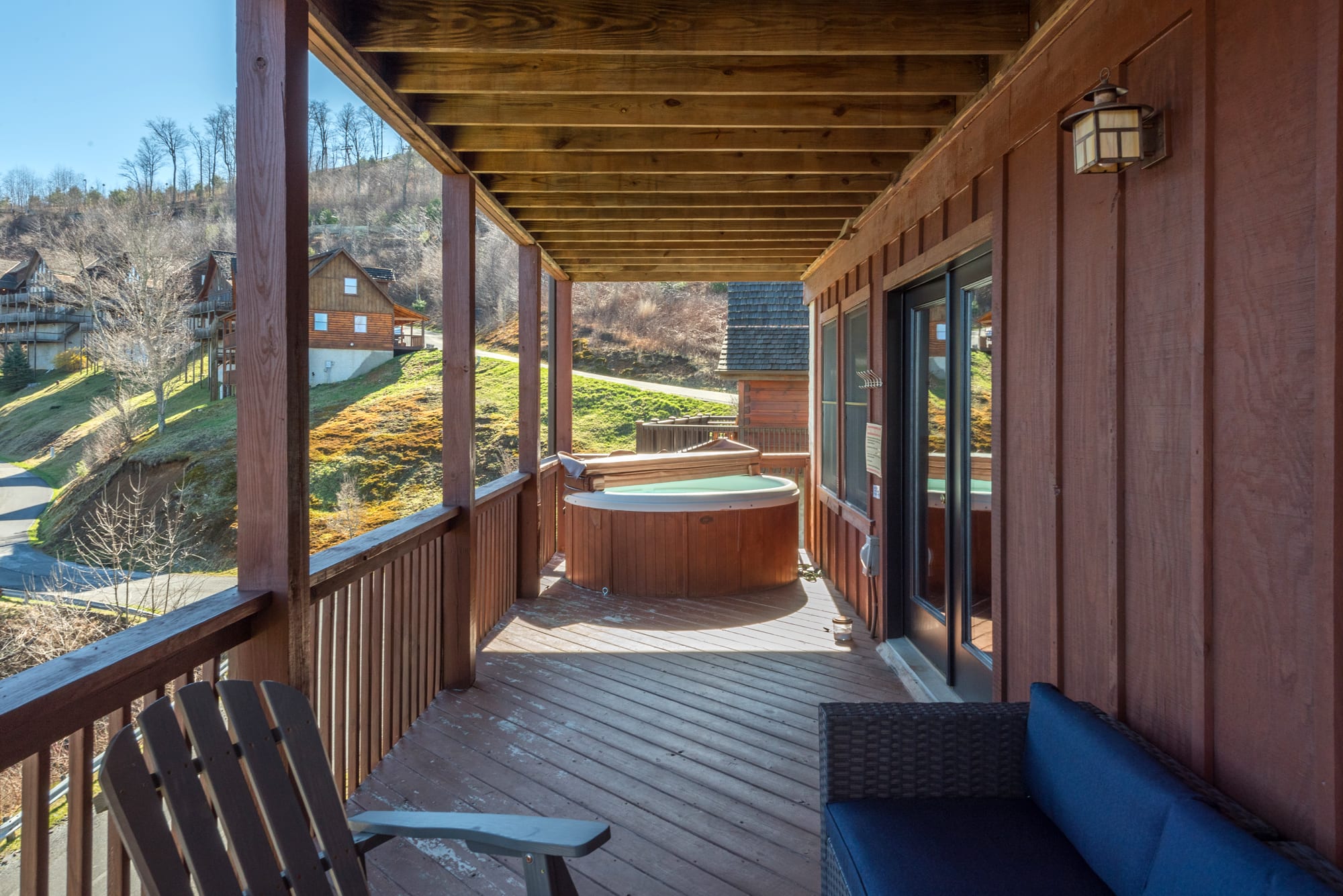 The porch is big enough to stretch out and relax!