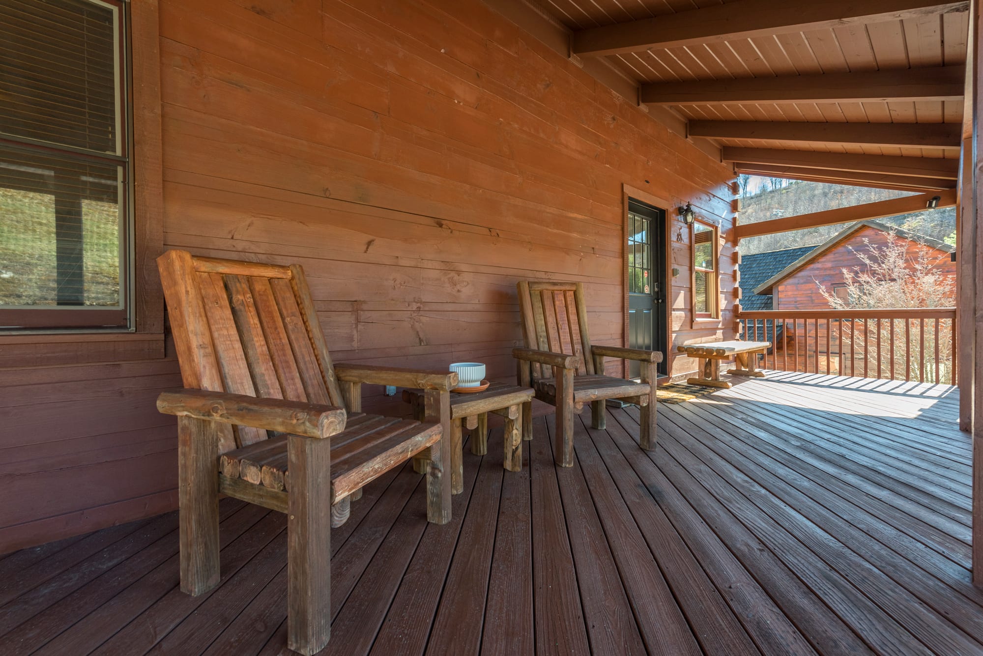 The porch is big enough to stretch out and relax!