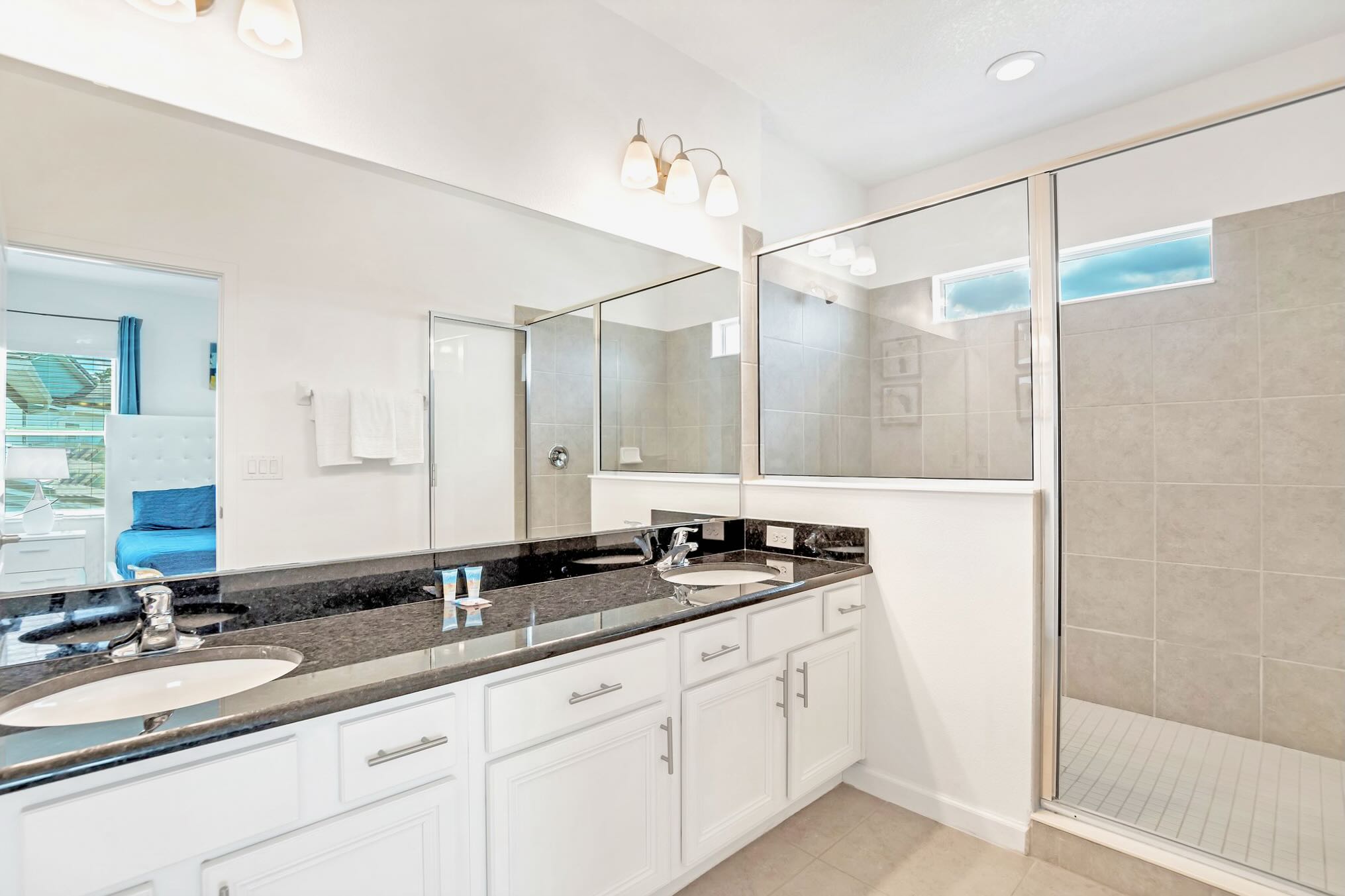 Bright Bathroom With Shower And Tub Combination
