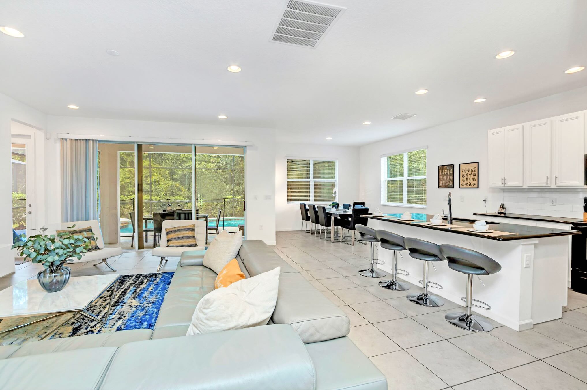 Open-Concept Space Combining Living, Dining, And Kitchen Areas