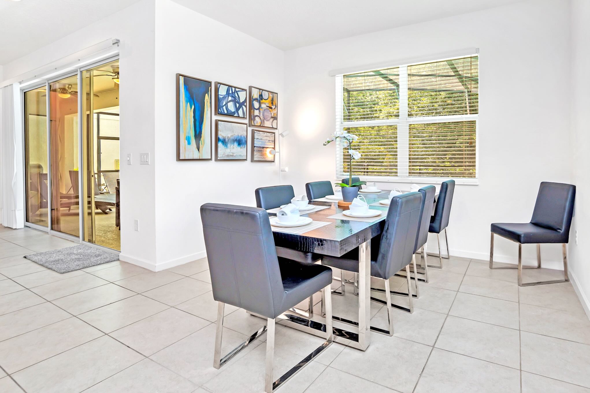 Elegant Dining Table With Seating For Eight And Natural Lighting