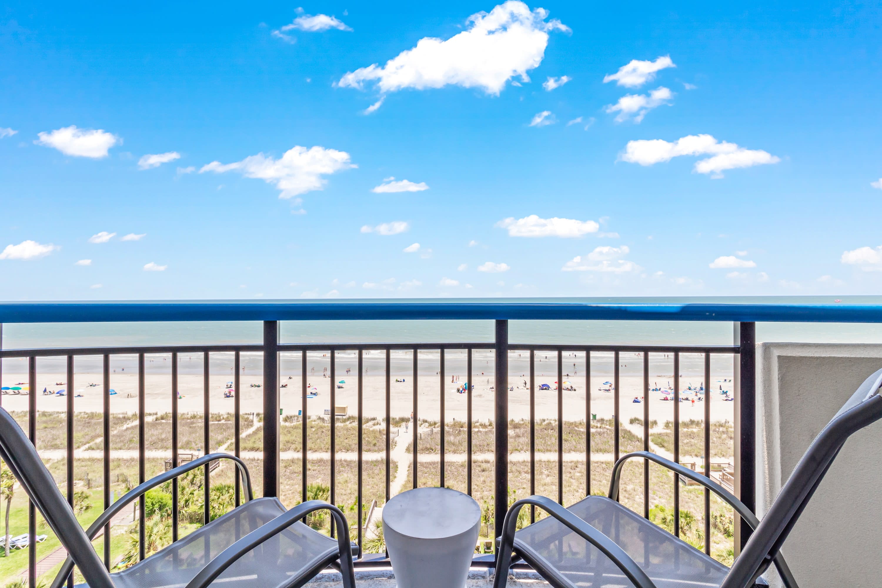 Start your mornings with coffee and ocean views from your private balcony. Soak in the sights and sounds of Myrtle Beach just steps from the sand—your front-row seat to coastal paradise!