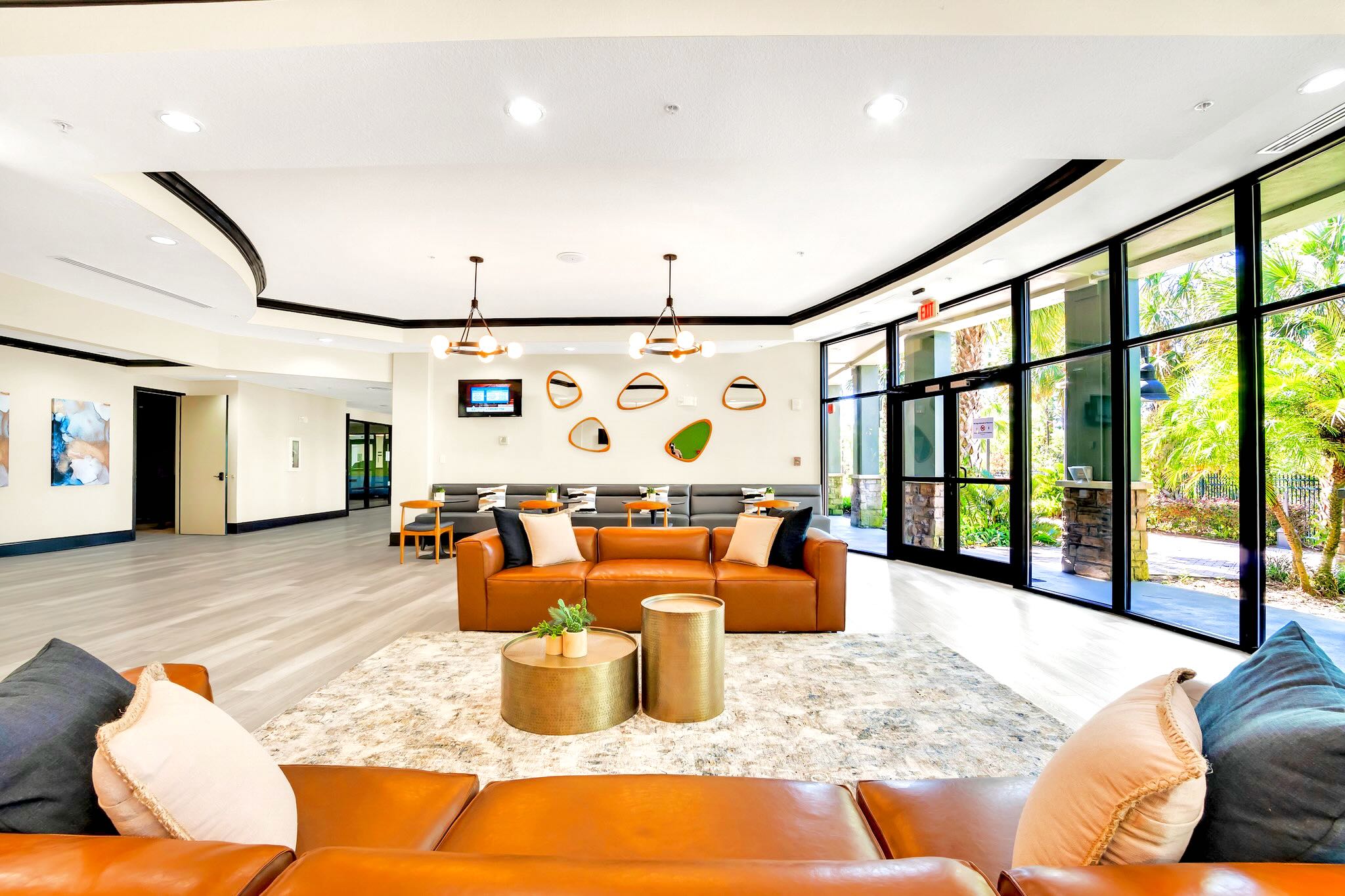 Stylish Lobby With Comfortable Seating And Floor-To-Ceiling Windows