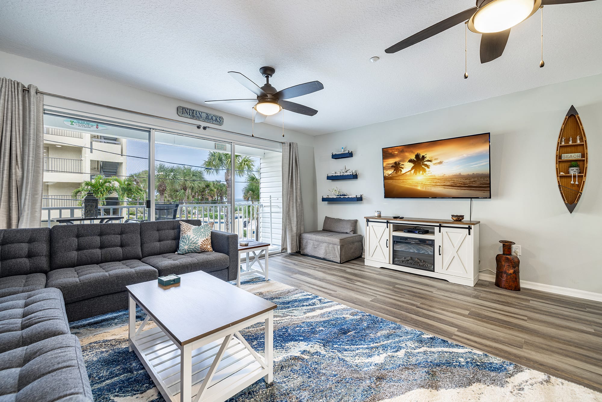 Open concept living room with views of the beach!