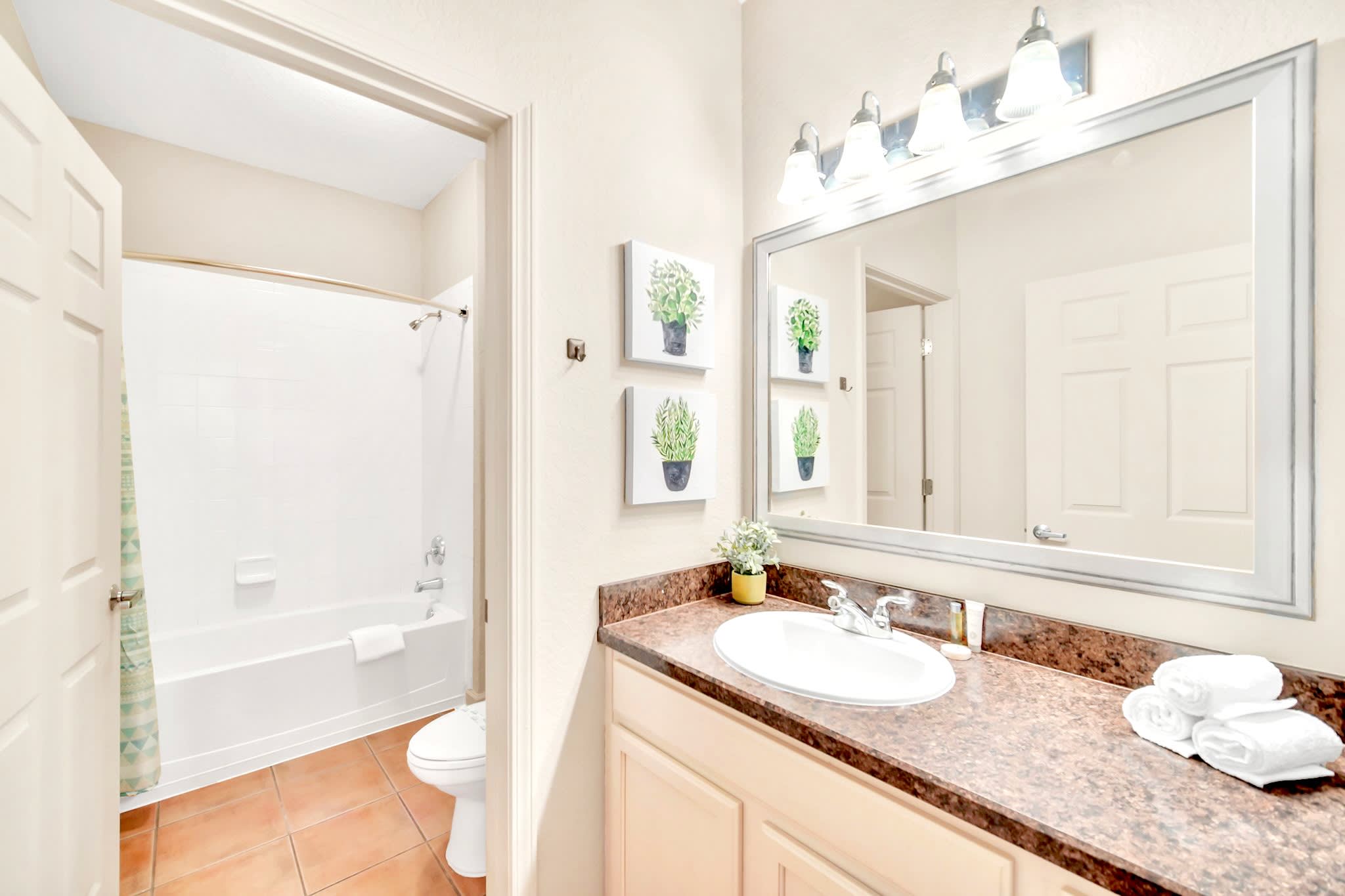 Modern Bathroom with Shower-in-Tub Design