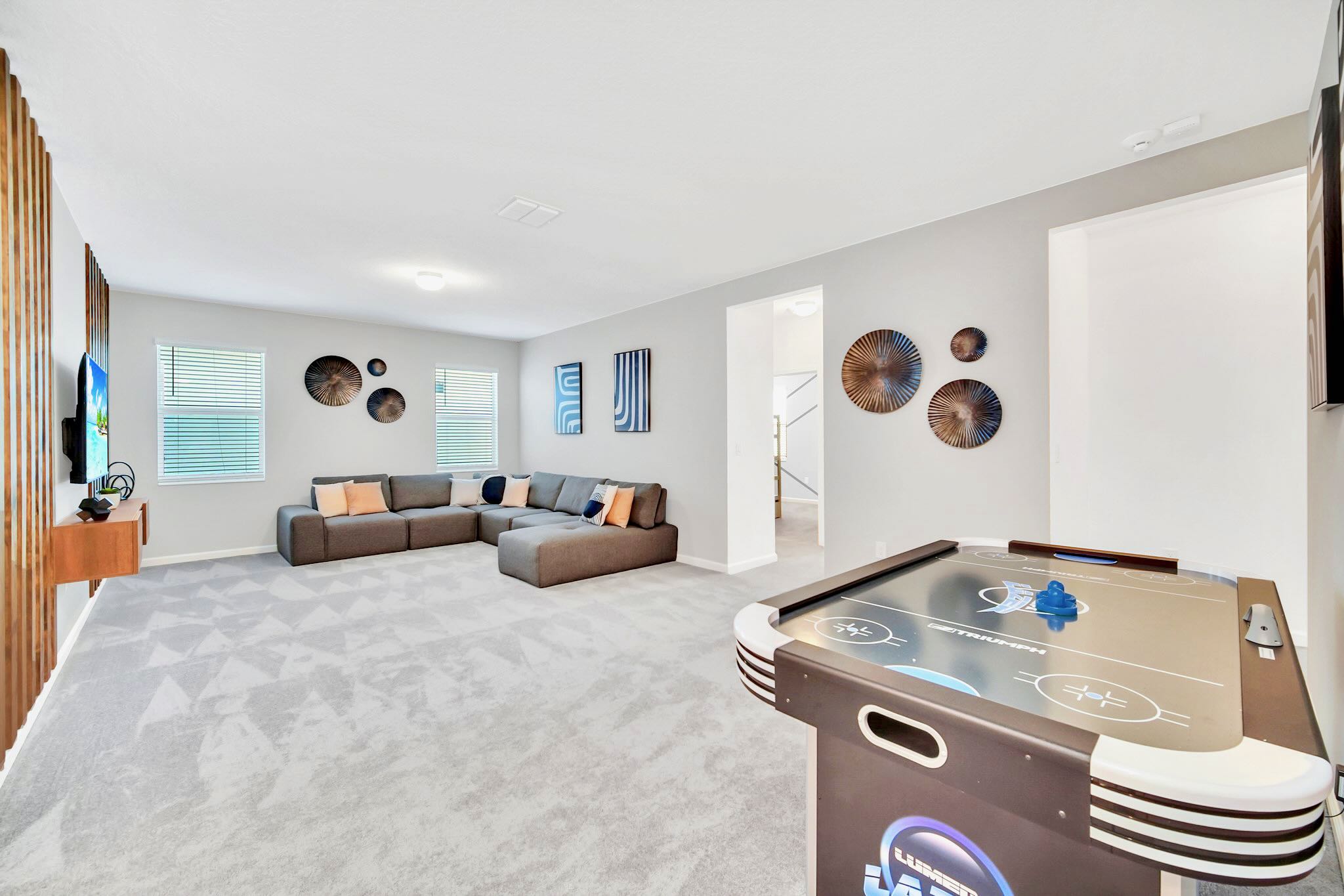 Upstairs Movie Room with Air Hockey Table