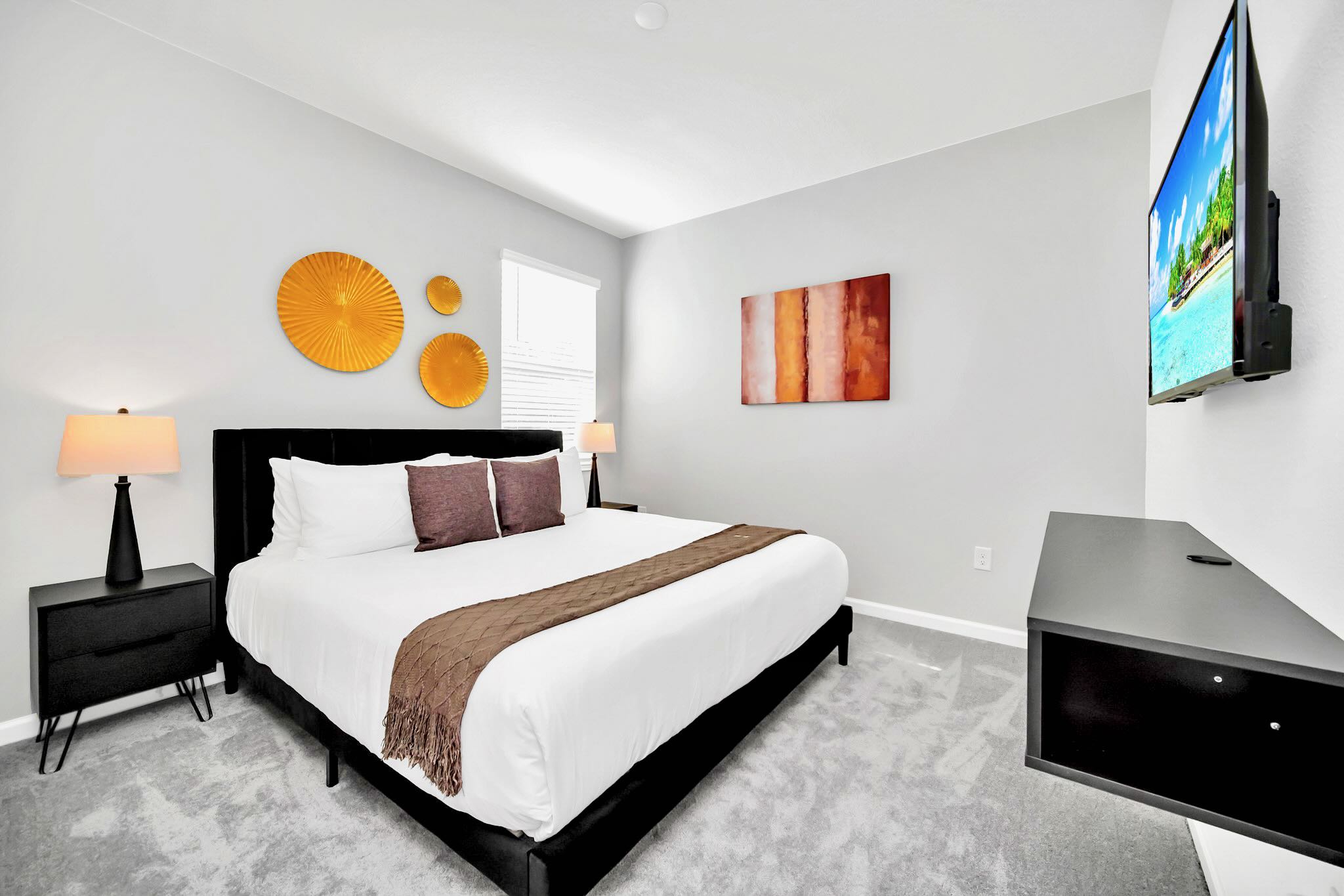 Spacious King Bedroom With A Smart TV For Relaxation And Entertainment