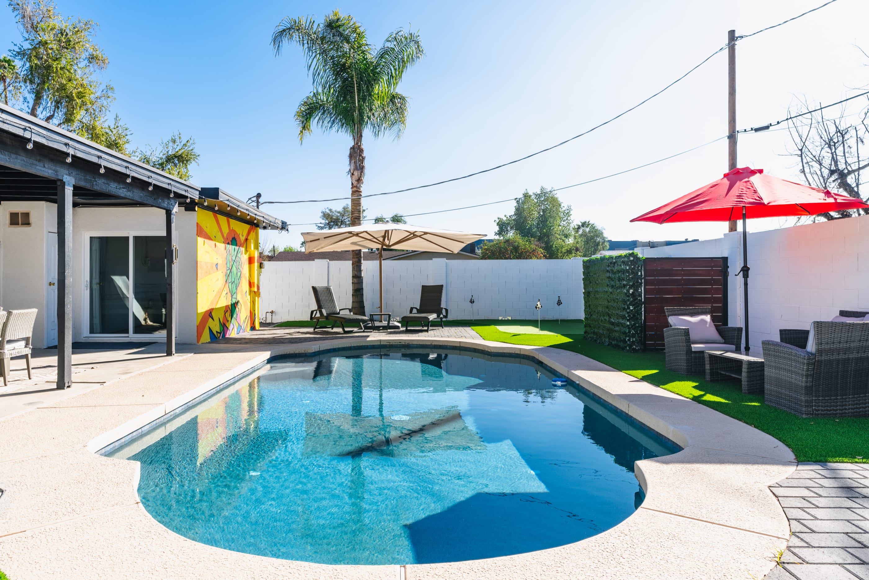 Huge backyard with pool, hot tub, fire pit & more!