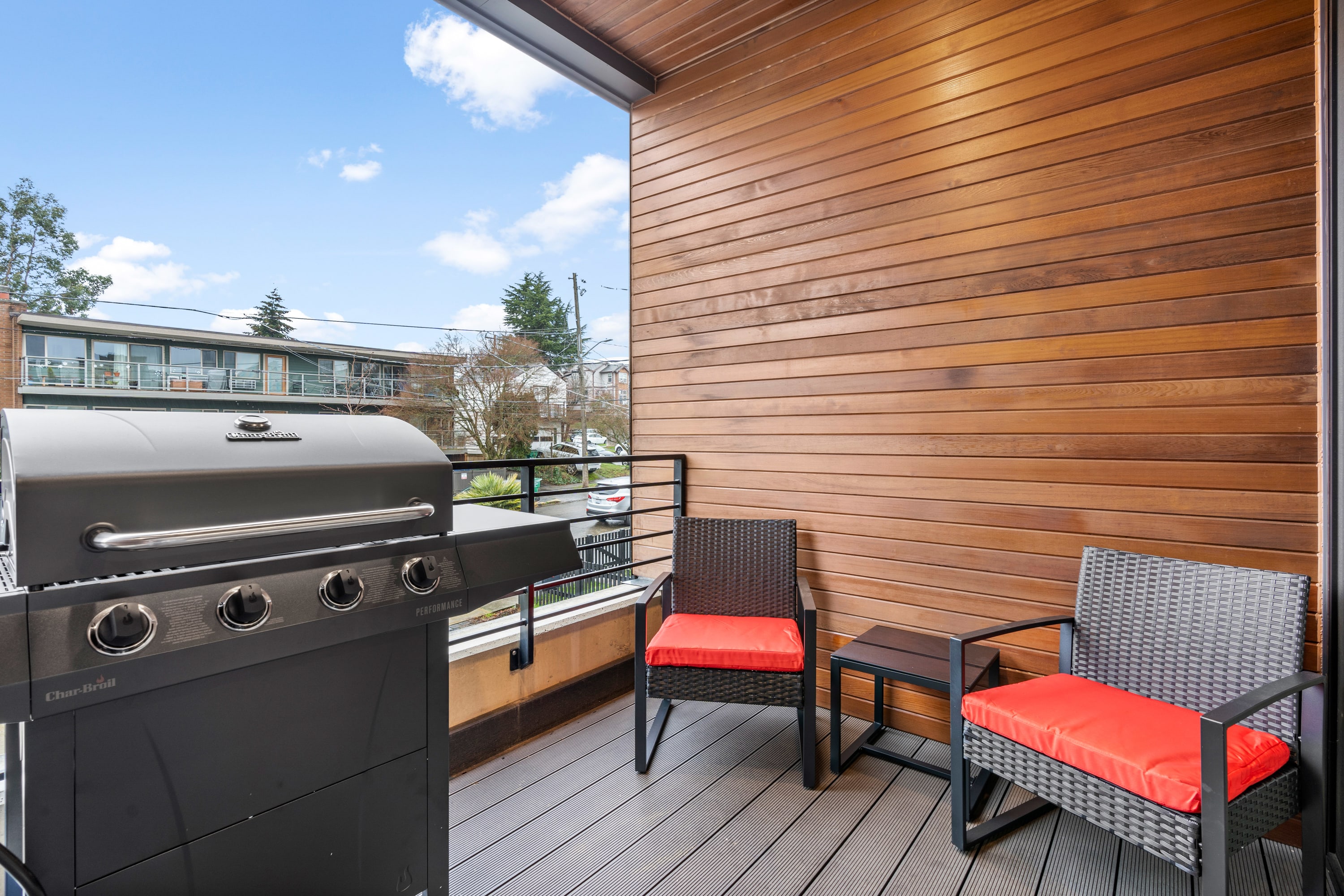 Gas BBQ grill on the secondary porch