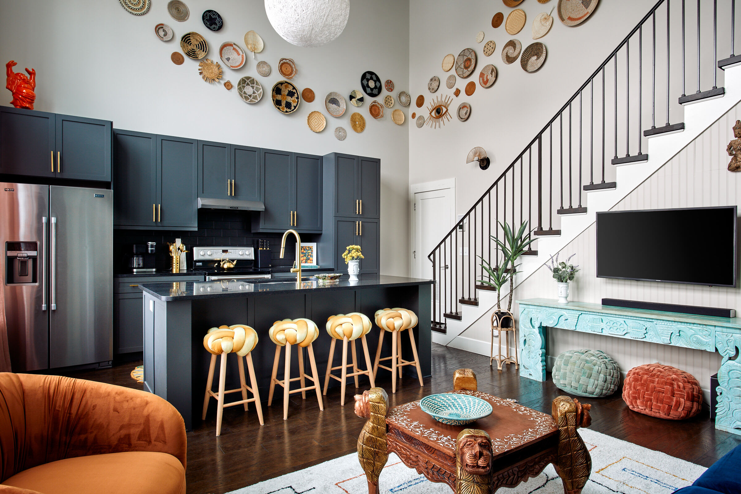 Stylish Boho Courtyard Loft with King Beds in 12S at 1 of 7 Themed Lofts at Cowrite, Find Coffee and Tacos Downstairs, Complimentary Spin Class, Walk to Shopping in 12 South, 10 Minutes to Broadway, Parking, 24 Hr Hospitality — Nashville, TN — vacation rental