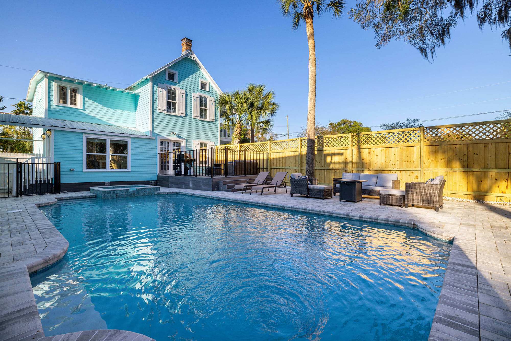 Large and completely updated pool, deck and hot tub!