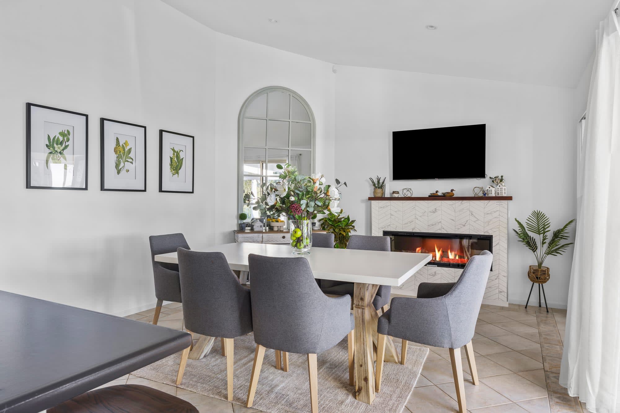 Dining area offers ample seating for enjoying family feasts