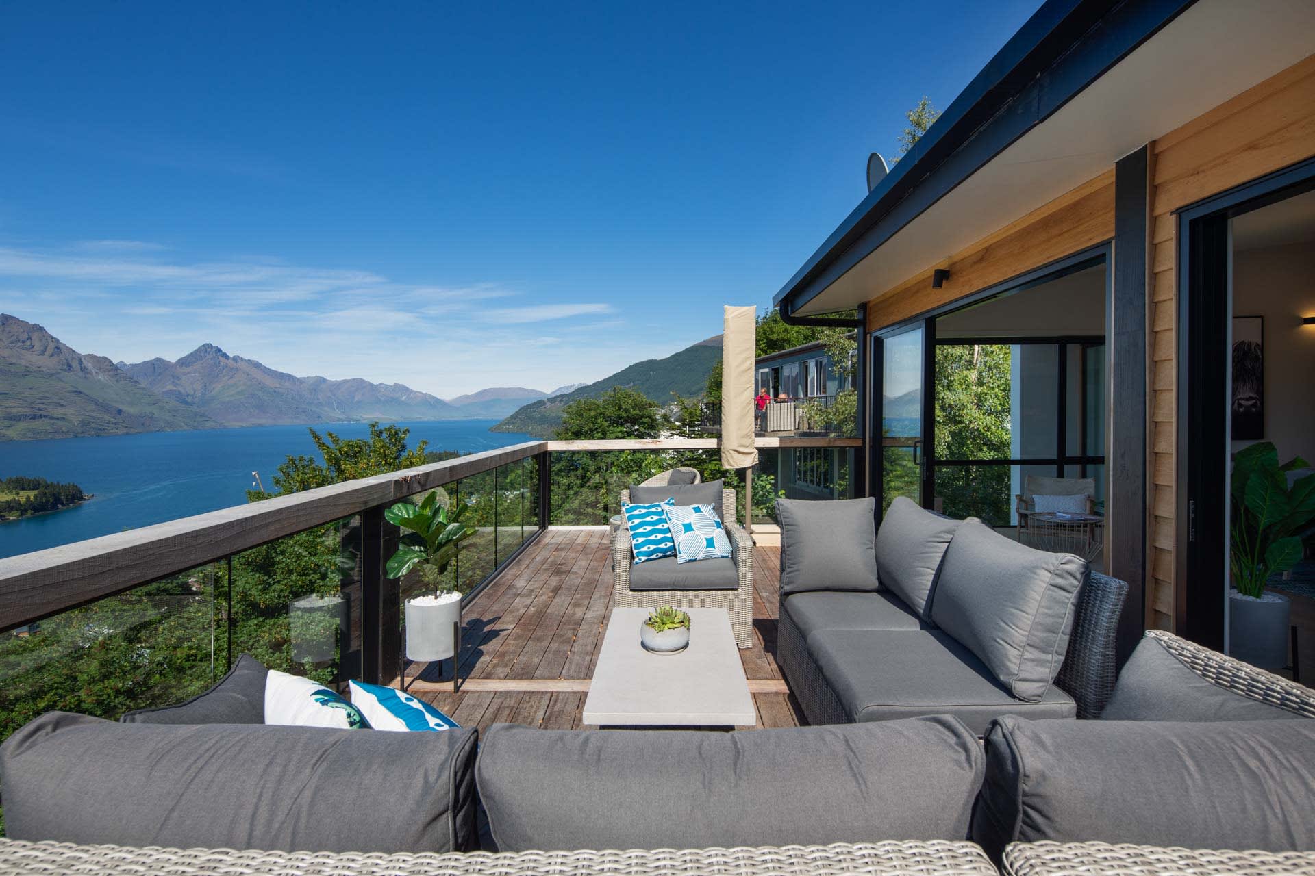 Roomy outdoor seating with incredible mountain vistas